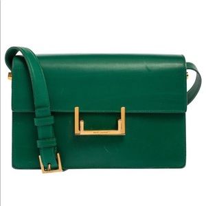 Saint Laurent Green Leather Medium Lulu Shoulder Bag